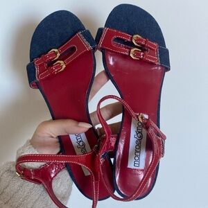 Monroe & Main Maribeth Blue & Red Heels